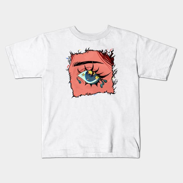 Sadness in the eyes Kids T-Shirt by snowpiart